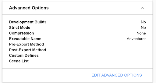 Edit Advanced Options 屏幕